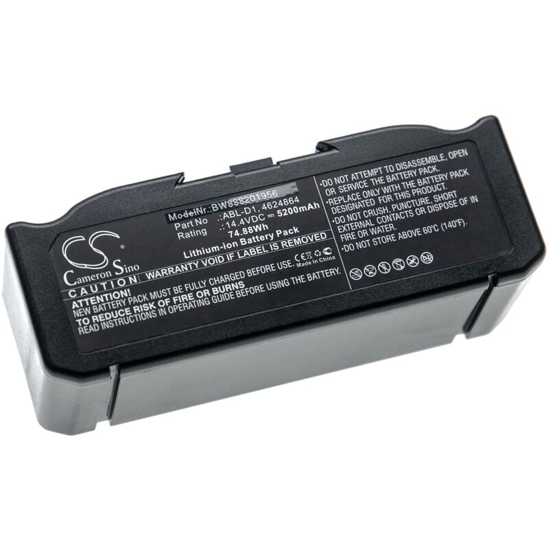 foto del prodotto vhbw batteria compatibile con irobot roomba i315240, i315840, i315440, i3152, i3158, i355240 home cleaner nero 5200mah, 14,4v, li ion 