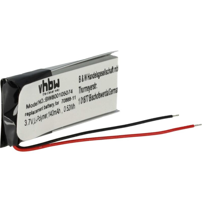 foto del prodotto vhbw batteria compatibile con jabra bt2010, bt2020, bt250, bt250v, bt4010, bt500v auricolari cuffie wireless 140mah, 3,7v, li poly 