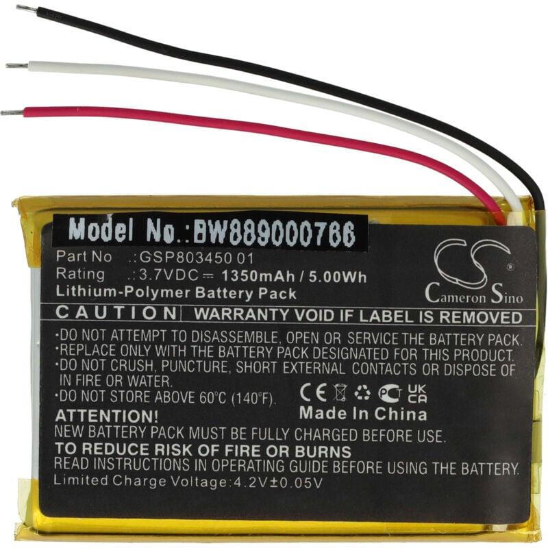 foto del prodotto vhbw batteria compatibile con jbl free x tws charging case stazione di ricarica 1350mah, 3,7v, li poly 