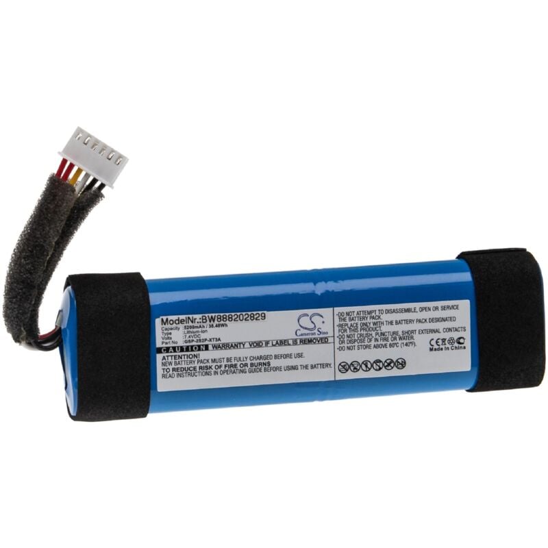foto del prodotto vhbw batteria compatibile con jbl xtreme 3 casse, altoparlanti, speaker 5200mah, 7,4v, li ion 