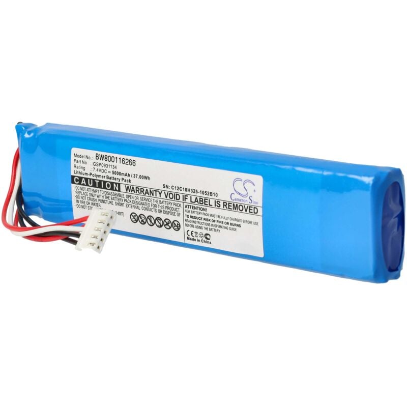 foto del prodotto vhbw batteria compatibile con jbl xtreme bluetooth casse altoparlanti sostituisce gsp0931134 li polymer, 5000mah, 7.4v batteria di ricambio