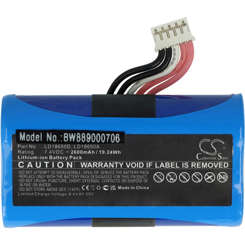 foto del prodotto vhbw batteria compatibile con landi a8, e350, e550 lettore di codici a barre, pos 2600mah, 7,4v, li ion 