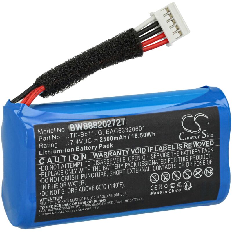 foto del prodotto vhbw batteria compatibile con lg xboom go pk7 casse, altoparlanti, speaker 2500mah, 7,4v, li ion 