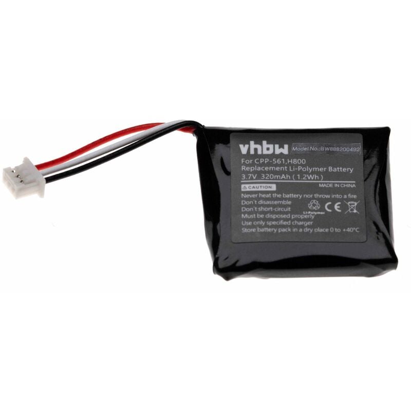 foto del prodotto vhbw batteria compatibile con logitech h820, h820e auricolari cuffie wireless 320mah, 3,7v, li poly 