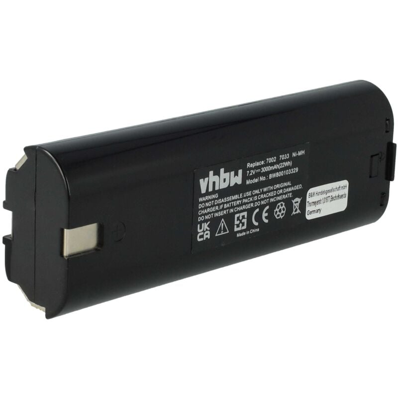 foto del prodotto vhbw batteria compatibile con makita 6073dw, 6073dwk, 6075d, 6075dw, 6072dw, 6072dwk, 6072d, 6072dl, 6073d utensile elettrico 3000 mah, nimh, 7,2