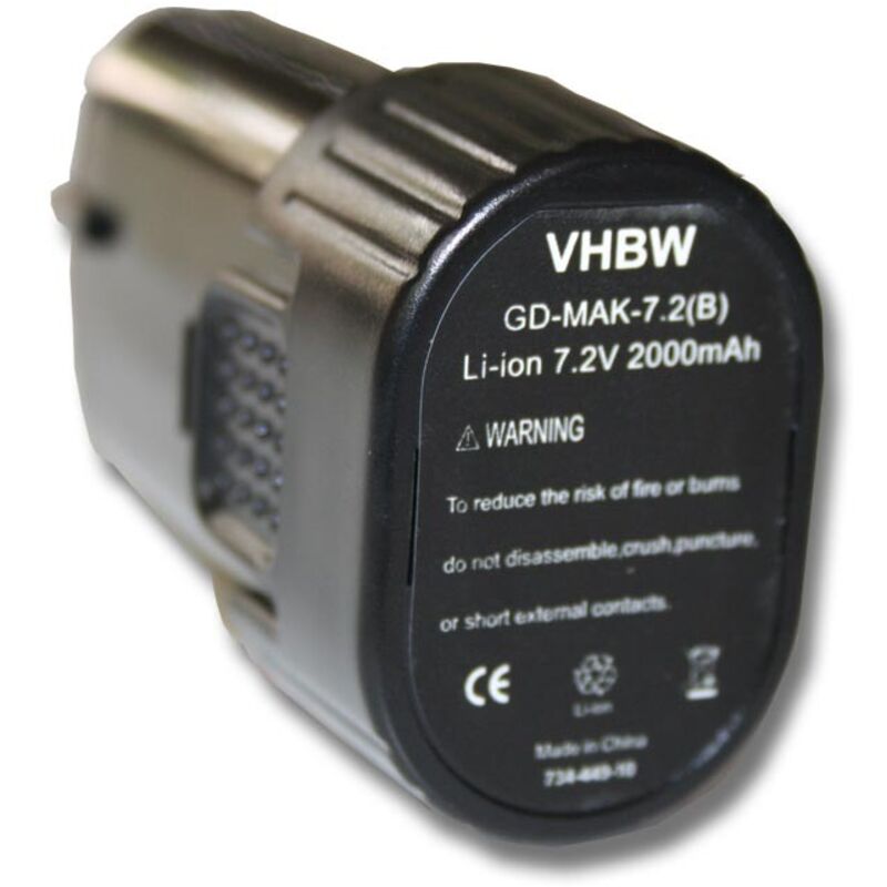 foto del prodotto vhbw batteria compatibile con makita td021d, td021dsex, td021ds, td021dz, td021dsw, td021dzw utensile elettrico 2000 mah, li ion, 7,2 v 