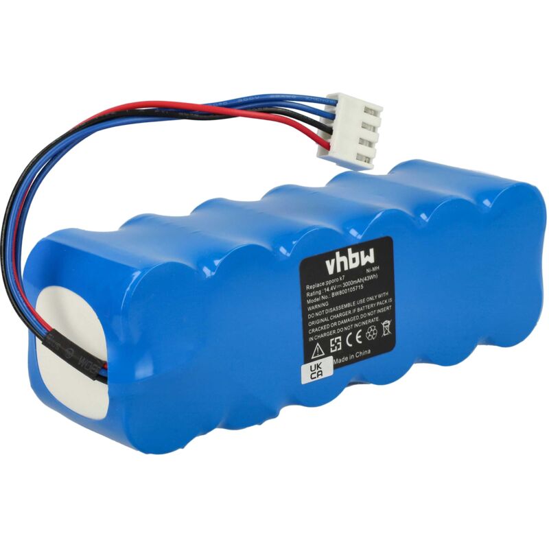 foto del prodotto vhbw batteria compatibile con mamirobot k3, k5, k7, kf5, kf7, 416, 461 aspirapolvere 3000mah, 14,4v, nimh 