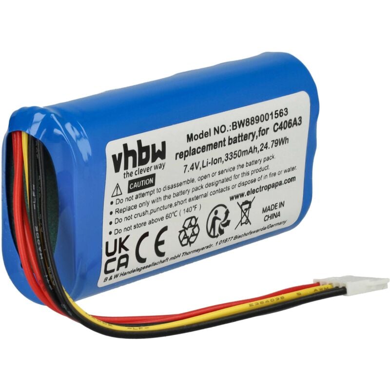 foto del prodotto vhbw batteria compatibile con marshall stockwell ii stampante 3350mah, 7,4v, li ion 