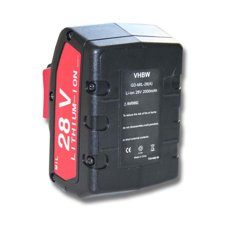 foto del prodotto vhbw batteria compatibile con milwaukee v28 vc attrezzi da lavoro 2000 mah, li ion, 28 v 