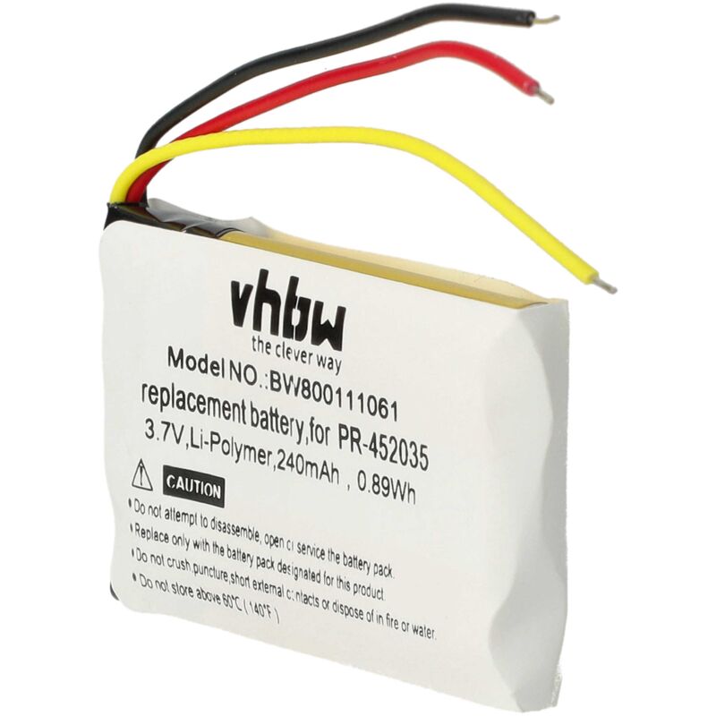 foto del prodotto vhbw batteria compatibile con mio mivue c330, c335 auricolari cuffie wireless 240mah, 3,7v, li poly 