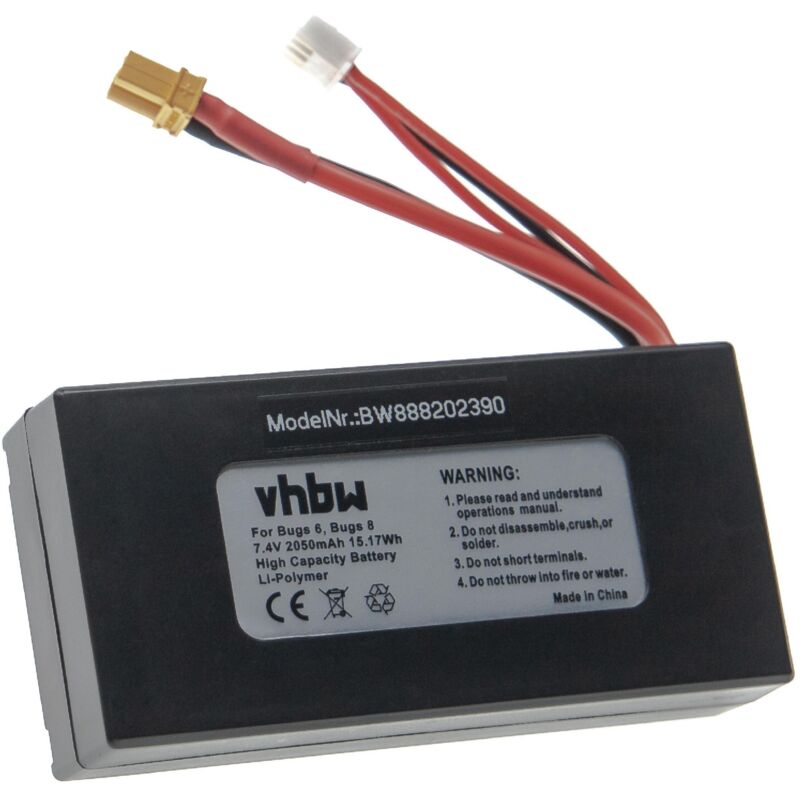 foto del prodotto vhbw batteria compatibile con mjx b6 race, b8 race, bugs 6, bugs 8 drone quadricottero multicottero 2050mah, 7,4v, li poly 