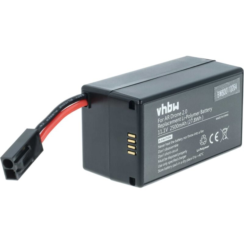 foto del prodotto vhbw batteria compatibile con parrot ar drone 2.0, ar drone 2.0hd, ar drone 1.0 drone quadricottero multicottero 2500mah, 11,1v, li poly 
