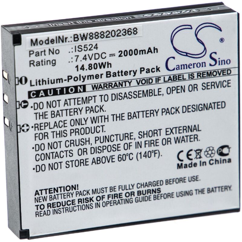 foto del prodotto vhbw batteria compatibile con pax d210, d210 bluetooth, d210 gprs, mypos d210 wifi lettore di codici a barre, pos 2000mah, 7,4v, li poly 