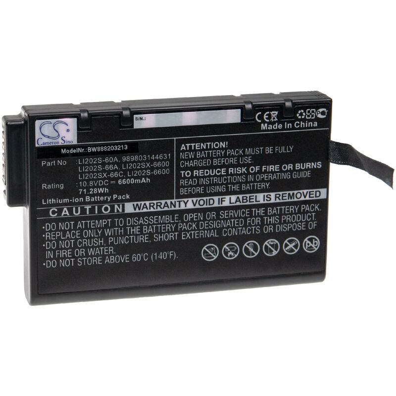 foto del prodotto vhbw batteria compatibile con philips suresign vm3, vm4, vm6, vm8, vs2, vs3 dispositivo di misurazione 6600mah, 10,8v, li ion 