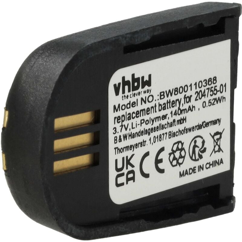 foto del prodotto vhbw batteria compatibile con plantronics savi wh500a, w740-m, w745, wh500 auricolari cuffie wireless (140mah, 3,7v, li-poly) - sostituisce 204755-01