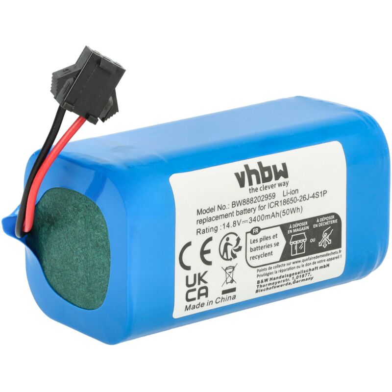 foto del prodotto vhbw batteria compatibile con polaris pvcr 0726w, pvcr 0826, pvcr 0926w, pvcr 0930, pvcr 1126w home cleaner 3400mah, 14,8v, li ion 