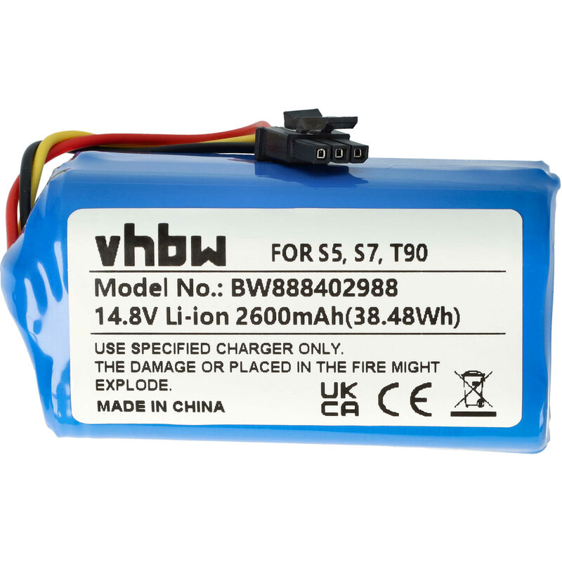 foto del prodotto vhbw batteria compatibile con qihoo t90, s7, s9, 360 s5, x9 home cleaner 2600mah, 14,8v, li ion 