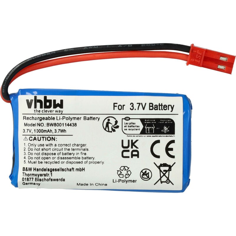foto del prodotto vhbw batteria compatibile con quadcopter 20c drone quadricottero multicottero 1000mah, 3,7v, li ion 