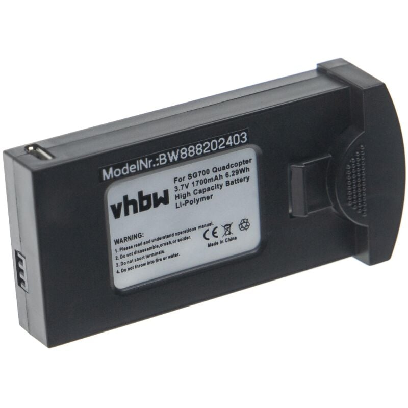 foto del prodotto vhbw batteria compatibile con quadcopter drone dm107s, s169, sg700 drone quadricottero multicottero 1700mah, 3,7v, li poly 