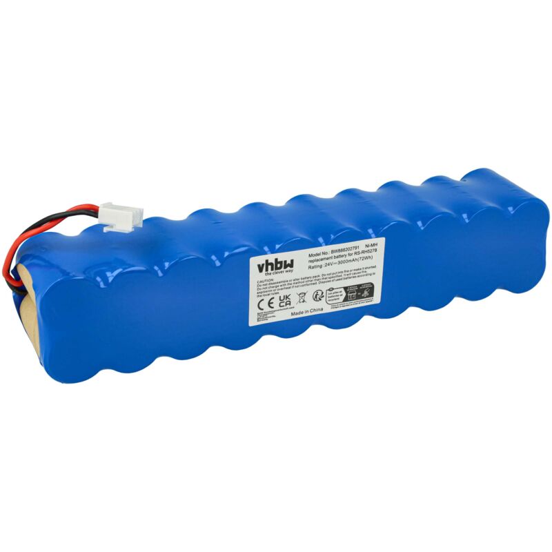 foto del prodotto vhbw batteria compatibile con rowenta rh877501 2d1, rh877501 8m0, rh877501 hm0 aspirapolvere home cleaner 3000mah, 24v, nimh 