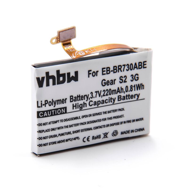 foto del prodotto vhbw batteria compatibile con samsung gear sm r735, sm r735a, sport smartwatch orologio bracciale fitness 220mah, 3,7v, li poly 