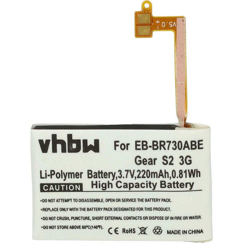 foto del prodotto vhbw batteria compatibile con samsung gear sm r735, sm r735a, sport smartwatch orologio bracciale fitness 220mah, 3,7v, li poly set utensili