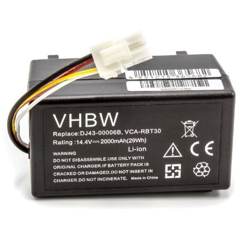 foto del prodotto vhbw batteria compatibile con samsung navibot sr8930, vcr8930 home cleaner 2000mah, 14,4v, li ion 
