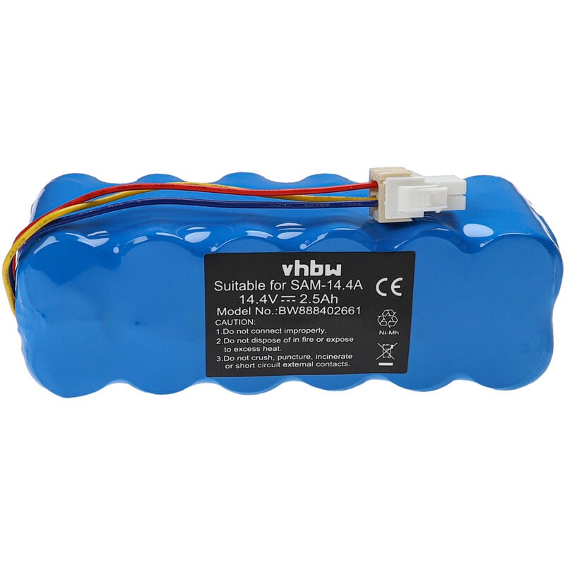 foto del prodotto vhbw batteria compatibile con samsung navibot vcr8896, vcr8897, vcr8895, vr10atbatgy sw, vr10atbatrd sw home cleaner 2500mah, 14,4v, nimh 