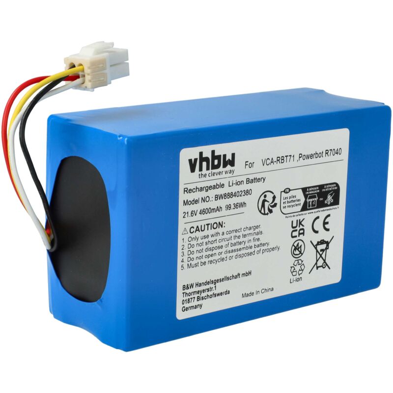 foto del prodotto vhbw batteria compatibile con samsung powerbot r7040, sr10m701puw, sr10m702puw aspirapolvere home cleaner 4600mah, 21,6v, li ion 