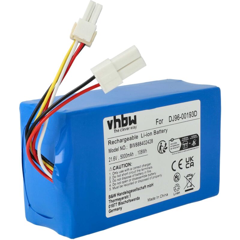 foto del prodotto vhbw batteria compatibile con samsung powerbot r9250, r9350, vr2ak9350wk aa aspirapolvere home cleaner 5000mah, 21,6v, li ion 