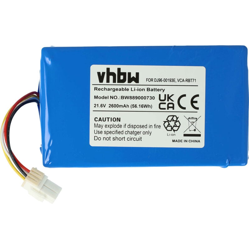 foto del prodotto vhbw - batteria compatibile con samsung powerbot vr1am7010uw/aa, vr1am7040w9 / aa home cleaner (2600mah, 21,6v, li-ion) - senza custodia