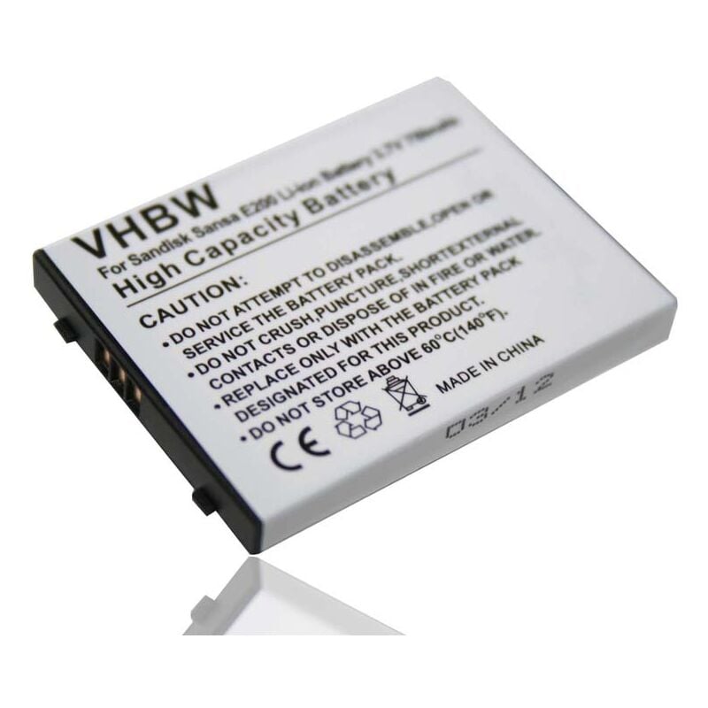 foto del prodotto vhbw batteria compatibile con sandisk sansa e200, e250, e260, e270, e280 mp3 music player lettore musicale 750mah, 3,7v, li ion 