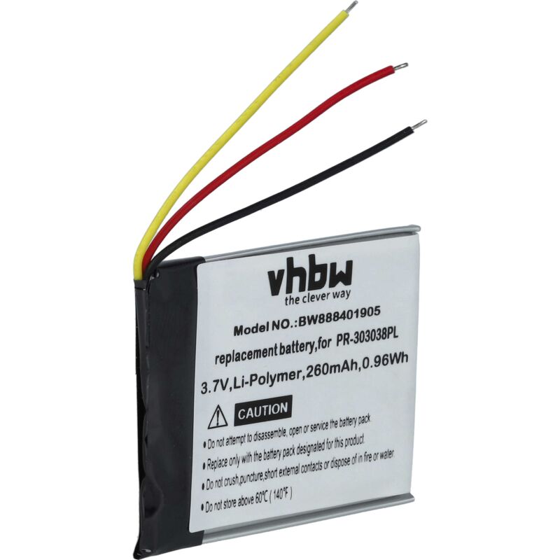 foto del prodotto vhbw batteria compatibile con sandisk sdmx18r 004gi a57, sdmx18r 004gk a57 mp3 music player lettore musicale 260mah, 3,7v, li poly 