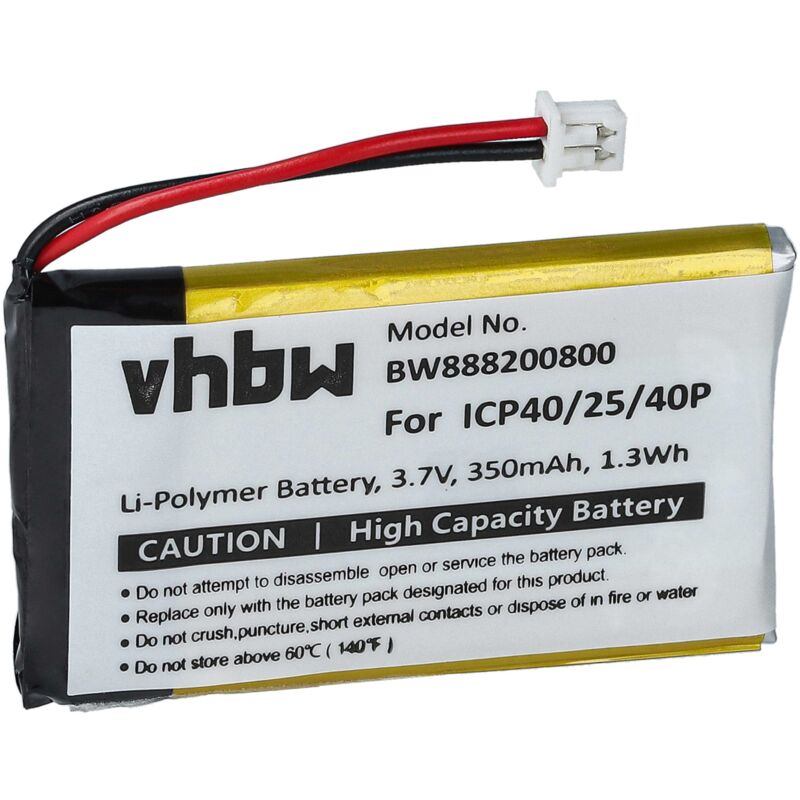 foto del prodotto vhbw batteria compatibile con sena smh 5 auricolari cuffie wireless 350mah, 3,7v, li poly 