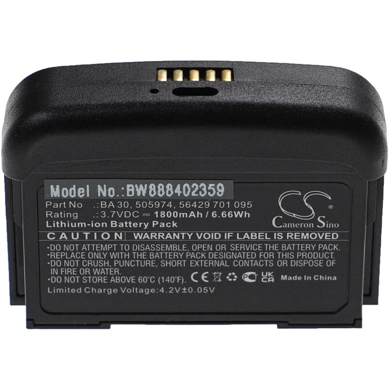 foto del prodotto vhbw batteria compatibile con sennheiser avx bodypack, avx sk bodypack, sk avx 3 sistema radiomicrofonico, trasmettitore 1800mah, 3,7v, li ion 