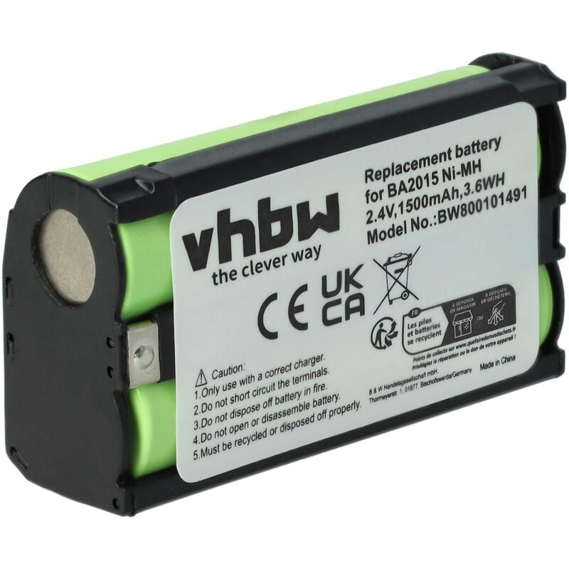 foto del prodotto vhbw batteria compatibile con sennheiser ew 145 g3, ew 135 g4, ew 122p g4, ew 135 g2, ew 145 g2, ew 135 p g2 microfono 1500mah, 2,4v, nimh 