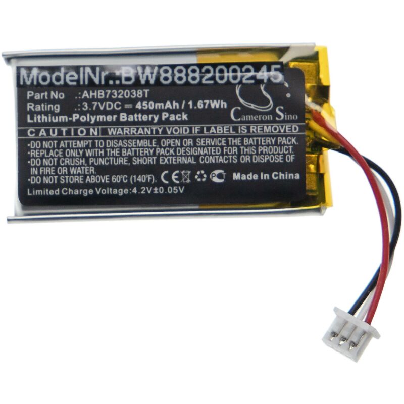 foto del prodotto vhbw batteria compatibile con sennheiser impact 5066, sdw 30 hs, sdw 60 hs auricolari cuffie wireless 450mah, 3,7v, li poly 