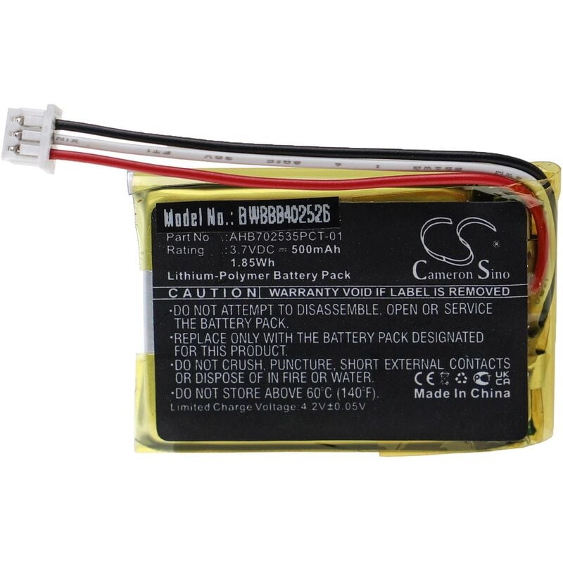 foto del prodotto vhbw batteria compatibile con sennheiser momentum 3 wireless m3aebt auricolari cuffie wireless 500mah, 3,7v, li poly 