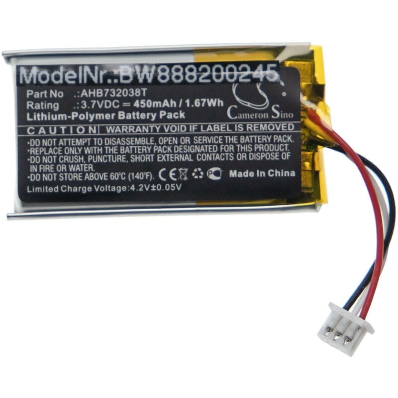 foto del prodotto vhbw batteria compatibile con sennheiser sdw pro 1, sdw pro 2 auricolari cuffie wireless 450mah, 3,7v, li poly 