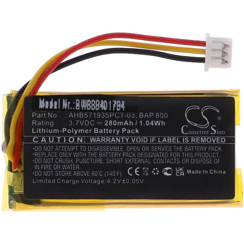 foto del prodotto vhbw batteria compatibile con sennheiser set 880, 860 amplificatore stereo multimediale 280mah, 3,7v, li poly 