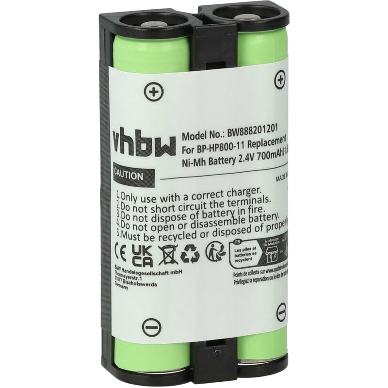 foto del prodotto vhbw batteria compatibile con sony mdr rf995, mdr rf995rk, wh rf400 auricolari cuffie wireless 700mah, 2,4v, nimh 