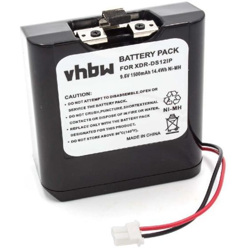 foto del prodotto vhbw batteria compatibile con sony rdp v20ip, xdr ds12ip, rdp xf100ip casse, altoparlanti, speaker 1500mah, 9,6v, nimh sostituisce nh 2000rdp