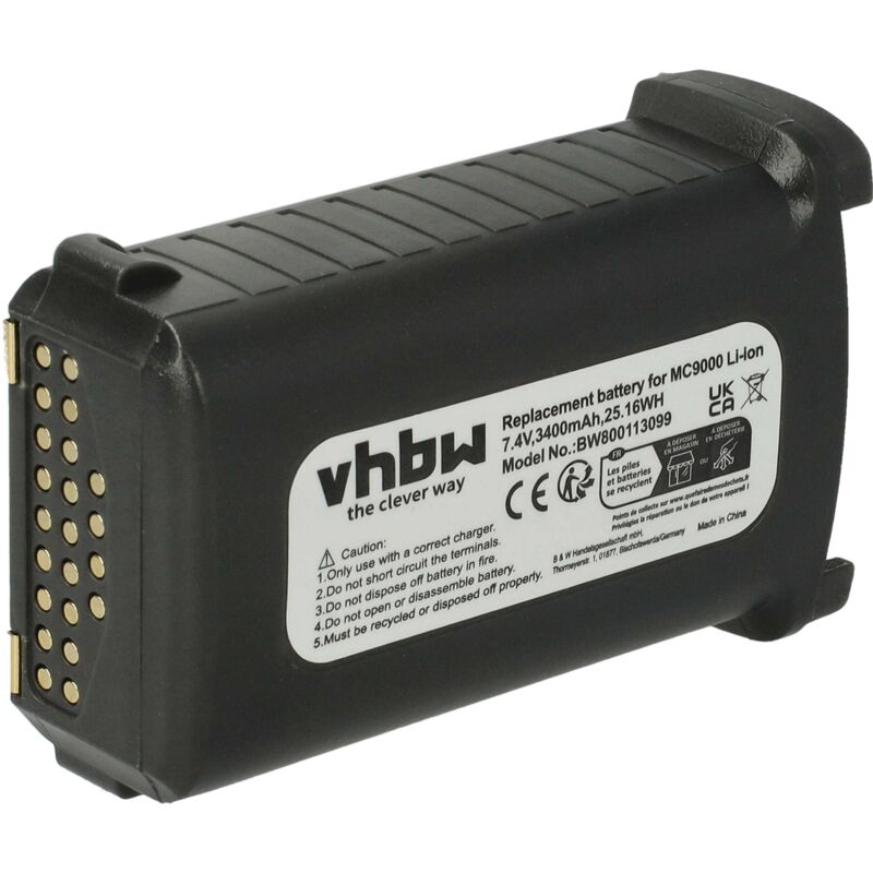 foto del prodotto vhbw batteria compatibile con symbol mc9090, mc9090 g, mc9090 k, mc9090 s, mc9097 computer portatile scanner 3400mah, 7,4v, li ion 