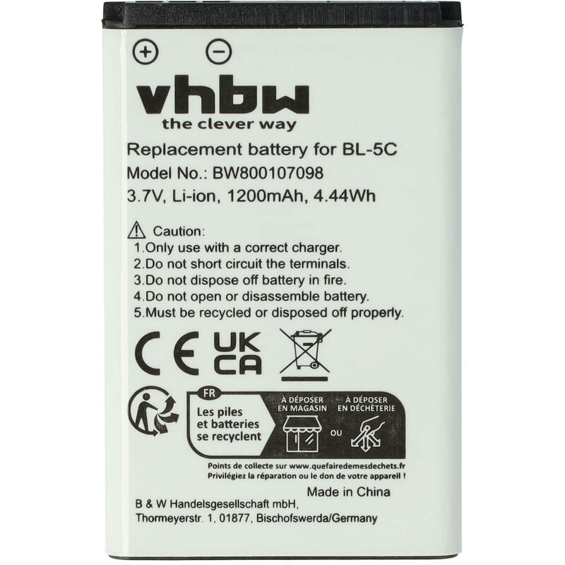 foto del prodotto vhbw batteria compatibile con team tecom ps ricevitore gps bluetooth 1200mah, 3,7v, li ion 