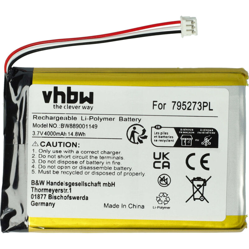 foto del prodotto vhbw batteria compatibile con tigerbox touch radio raccontastorie per bambini 4000mah, 3,7v, li poly 