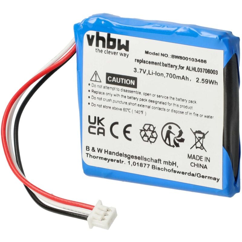foto del prodotto vhbw batteria compatibile con tomtom 4ev42, 4ev52 navigatore gps 700mah, 3,7v, li ion 