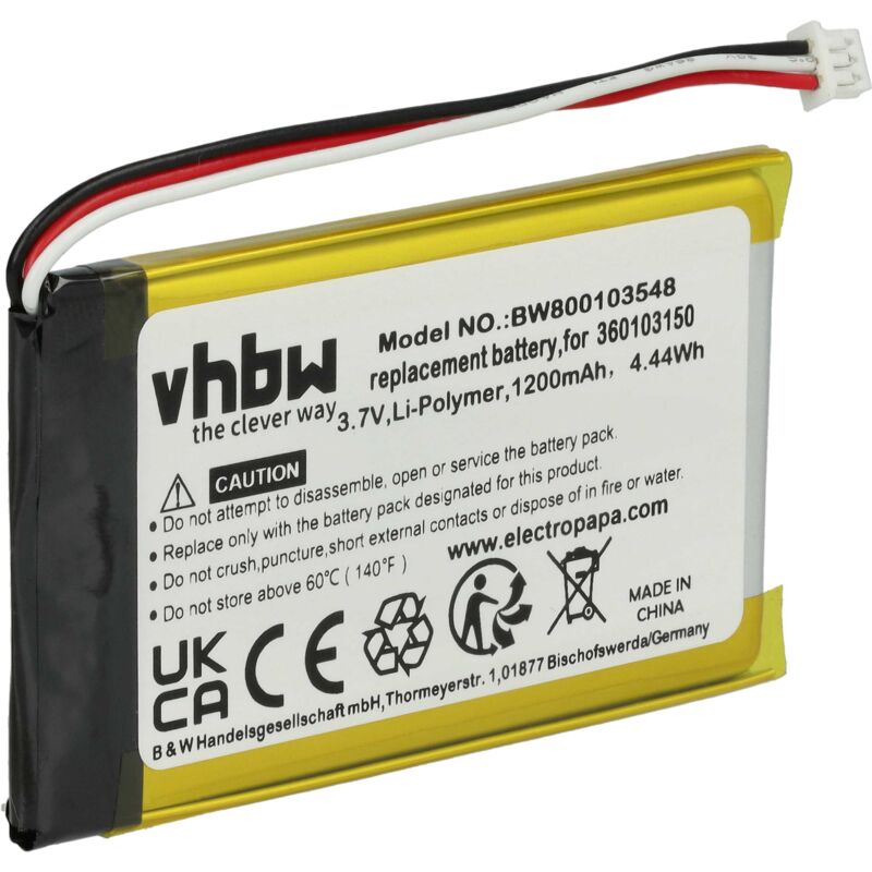 foto del prodotto vhbw batteria compatibile con tomtom eclipse, avn4430, tns410 navigatore gps 1200mah, 3,7v, li ion 