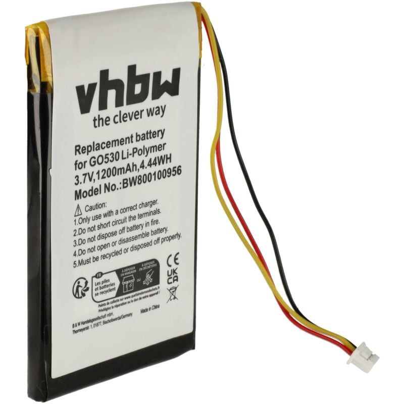 foto del prodotto vhbw batteria compatibile con tomtom go 730 traffic, 930, 930t, 930 traffic, 730 navigatore gps 1200mah, 3,7v, li poly 