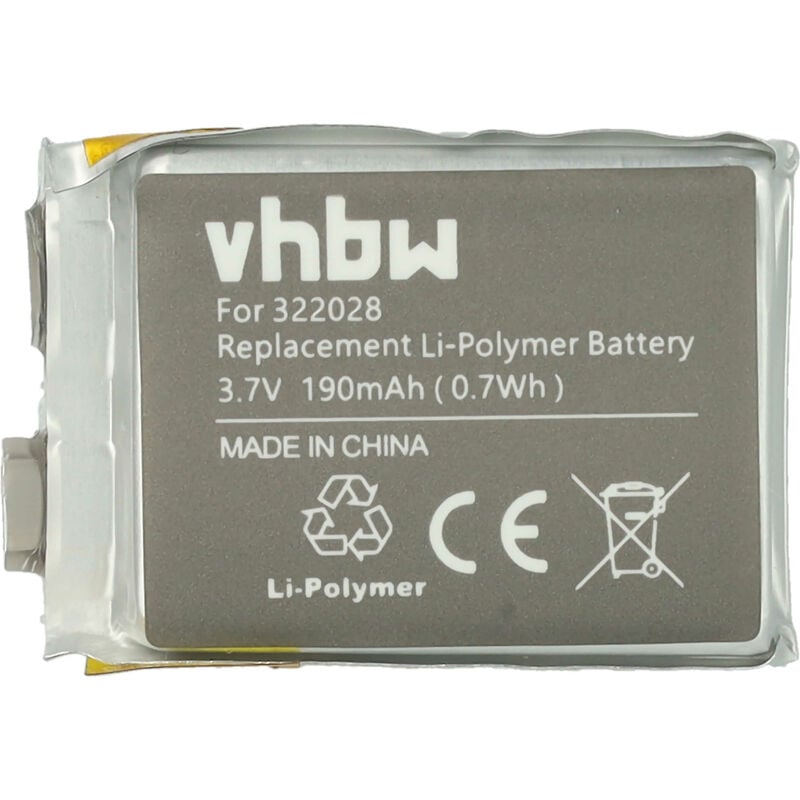 foto del prodotto vhbw batteria compatibile con tomtom multisport, golfer 1 multisport smartwatch orologio bracciale fitness 190mah, 3,7v, li poly set utensili