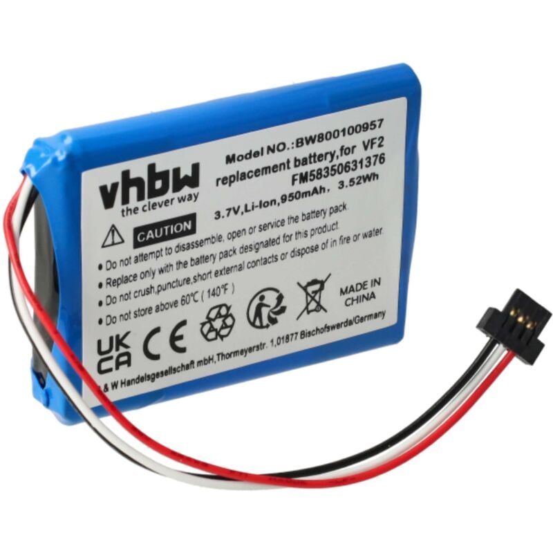foto del prodotto vhbw batteria compatibile con tomtom one 140, 140s us, 140s, 4ek0.001.02, 1ek0.052.02 navigatore gps 950mah, 3,7v, li ion sostituisce